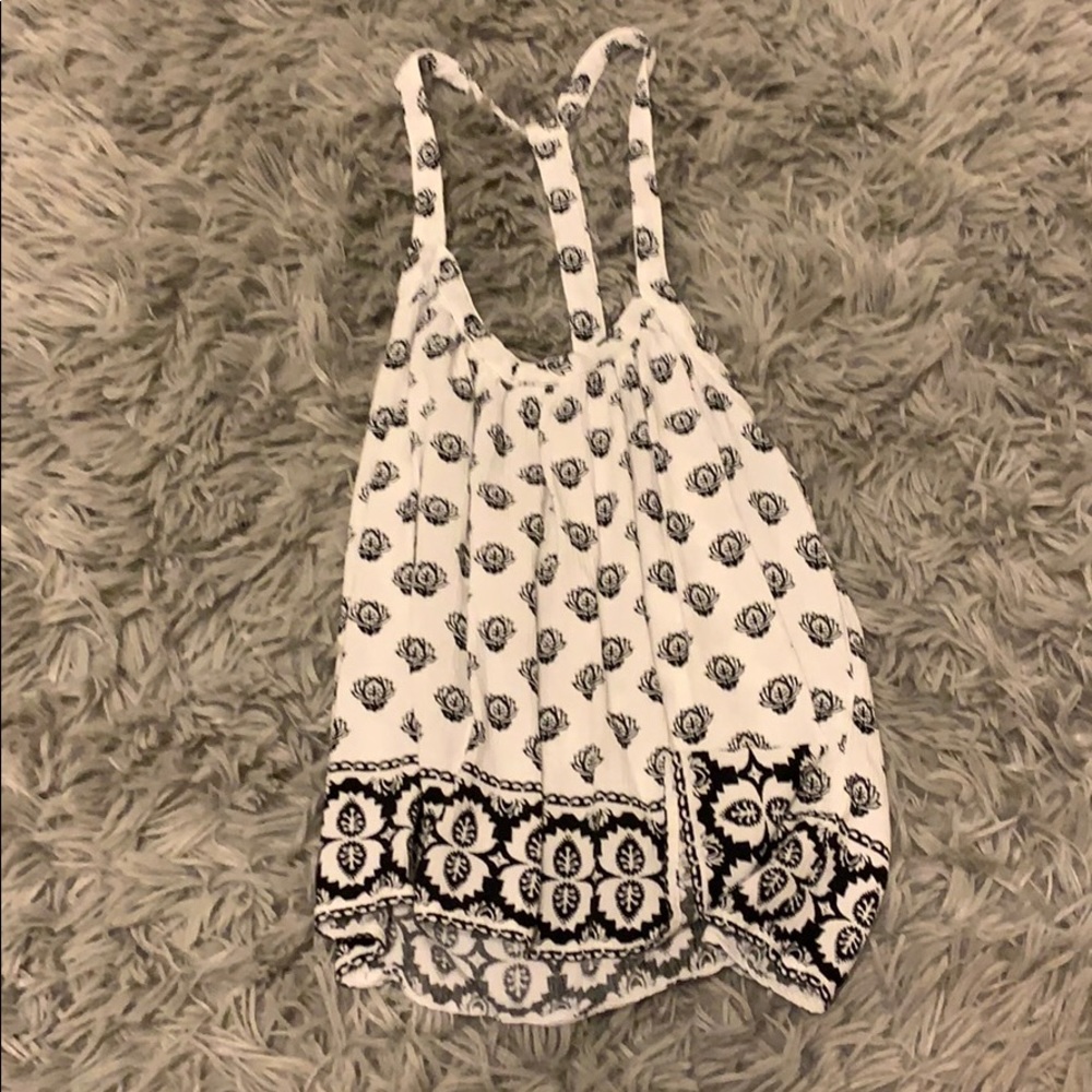Flowered white crop top tank top